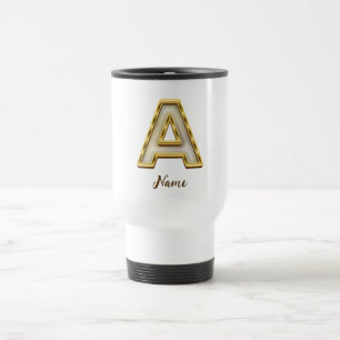 Personalisierte Erstmalige Monogramm-Gold-Typograf Reisebecher