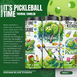 Personalisierte "Es ist Pickleball-Zeit" Thermosbecher