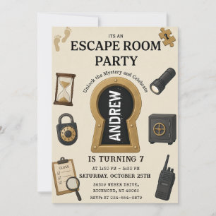 Personalisierte Escape-Room-Mystery-Clue-Geburtsta Einladung