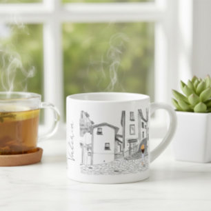 Personalisierte Espressotasse mit Stadtansicht
