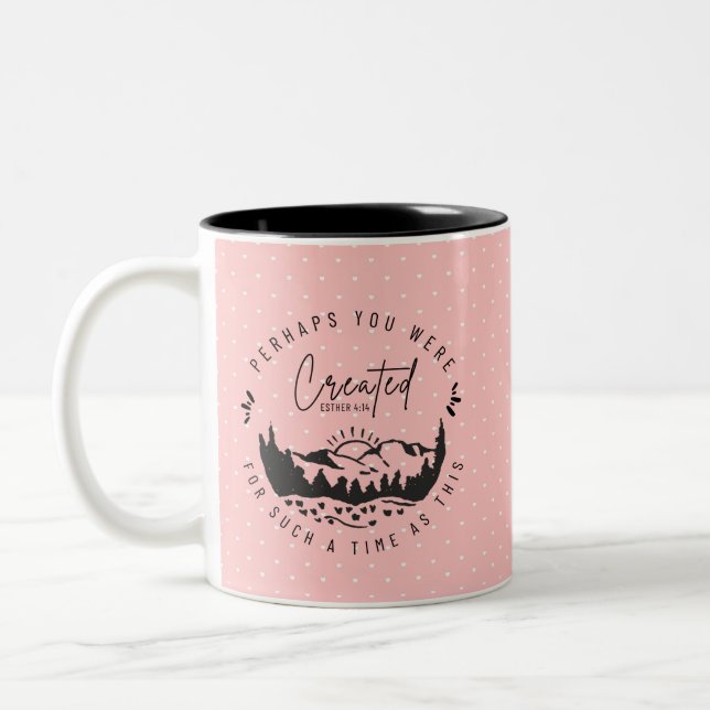 Personalisierte Esther Bibel Verse Rosa Christlich Zweifarbige Tasse (Links)