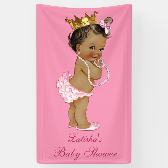 Personalisierte Ethnic Little Princess Baby Dusche Banner (Vertikal)