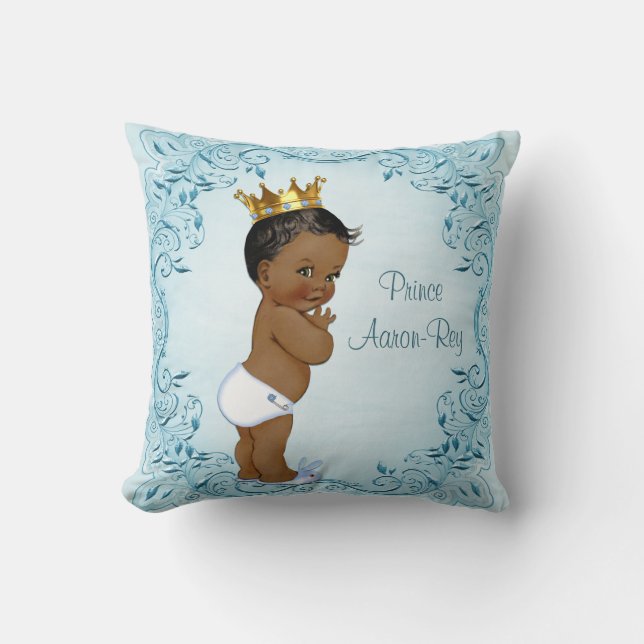 Personalisierte Ethnic Prince Blue-Blätter Kissen (Vorderseite)