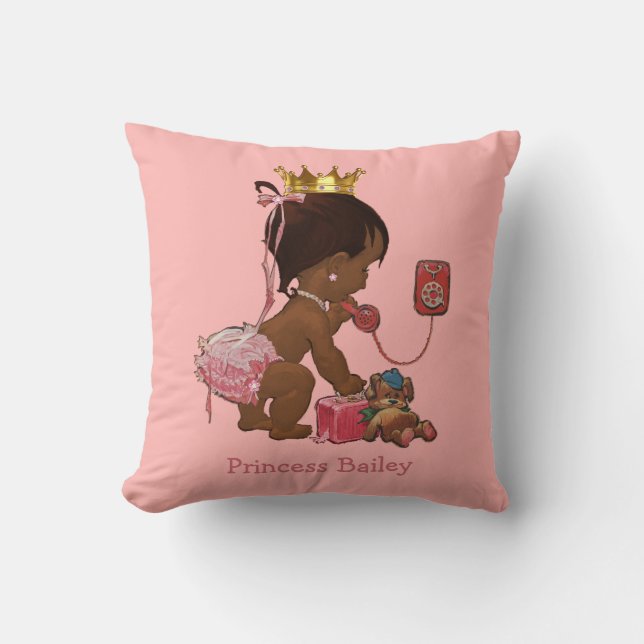 Personalisierte Ethnische Prinzessin auf dem Telef Kissen (Vorderseite)
