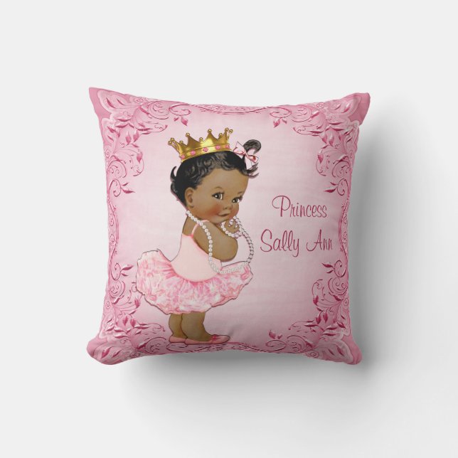 Personalisierte ethnische Prinzessin Ballerina Kissen (Vorderseite)