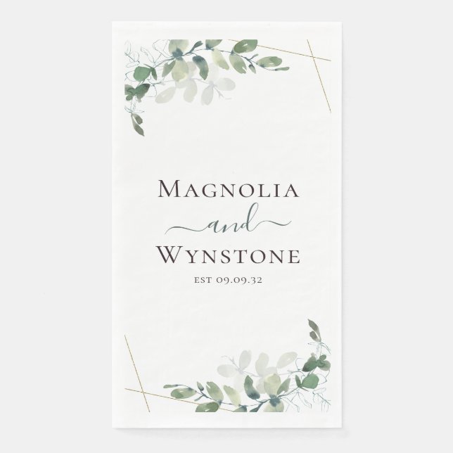 Personalisierte Eukalyptus Greenery Wedding Serviette (Vorderseite)