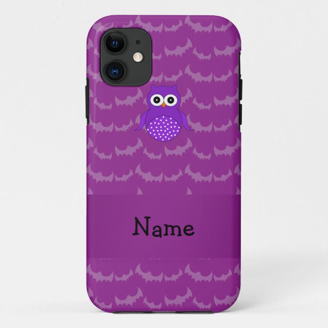 Personalisierte Eule lila Fledermäuse Case-Mate iPhone Hülle (Rückseite)