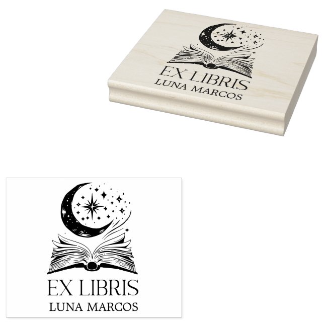 Personalisierte Ex Libris mit einem Buch und Stern Gummistempel (Stempel)