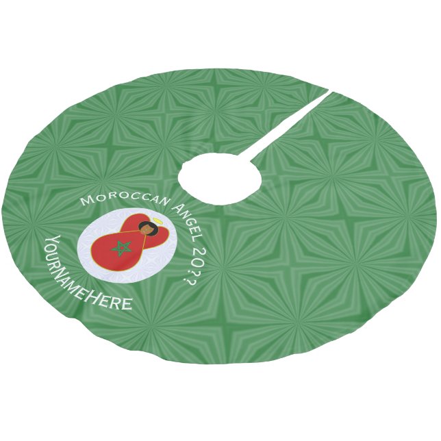 Personalisierte Fahne des marokkanischen Heiligen  Polyester Weihnachtsbaumdecke (Schrägansicht)