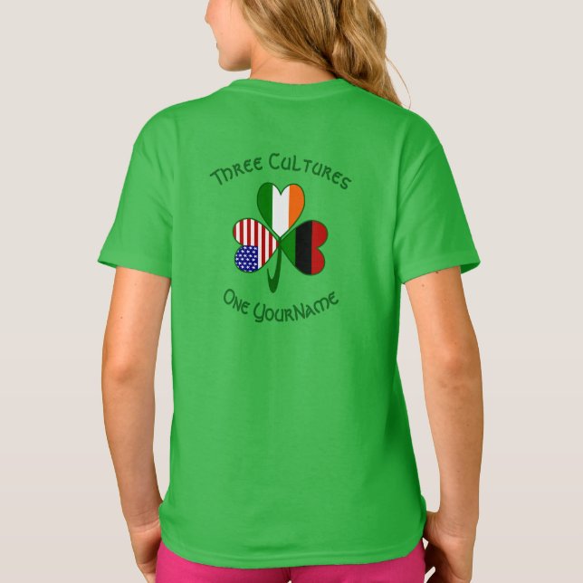 Personalisierte Fahne für afrikanisches irisches K T-Shirt (Rückseite)