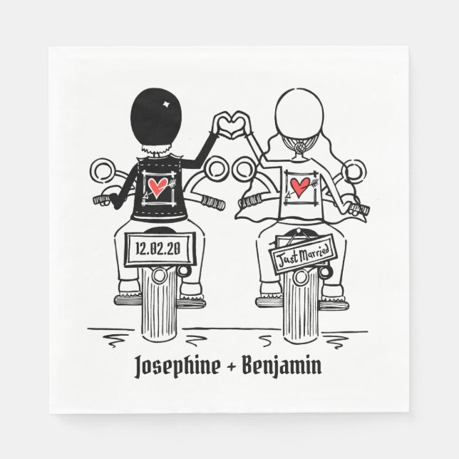 Personalisierte Fahrrad-Hochzeitszeitung Napkin Serviette (Vorderseite)