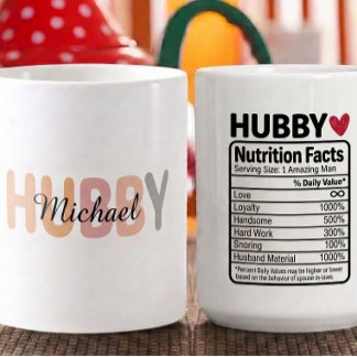 Personalisierte Fakten zur Ernährung des Ehemanns Kaffeetasse