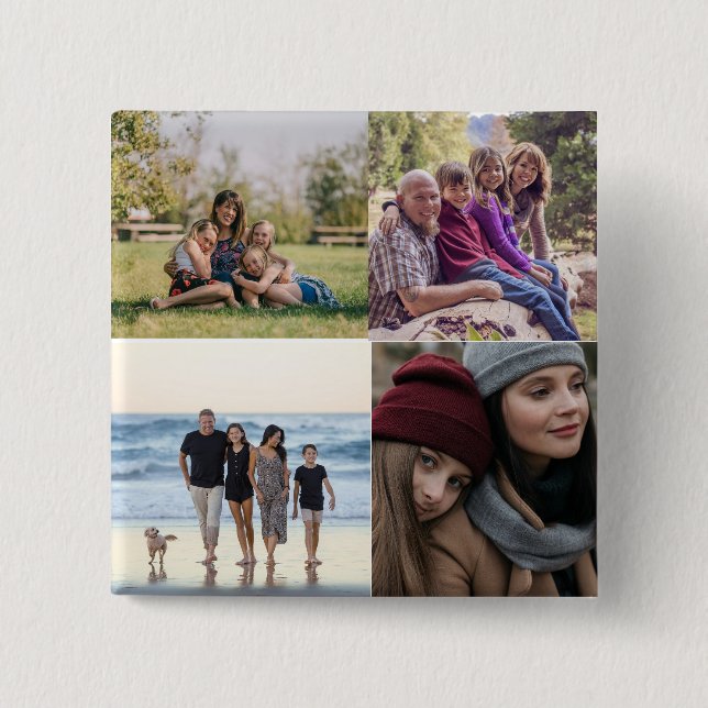 Personalisierte Familie 4 Foto Button (Vorderseite)