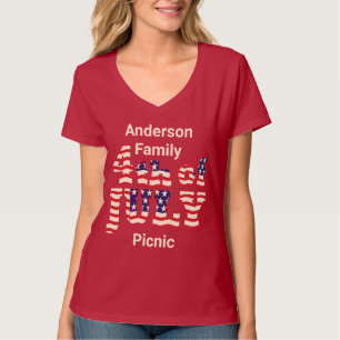 Personalisierte Familie Picnic Patriotic 4. Juli T-Shirt