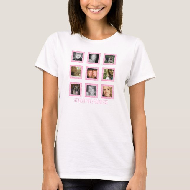 Personalisierte Familie: Rosa Rahmen: Bildhemd T-Shirt (Vorderseite)