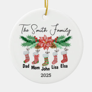 Personalisierte Familie von fünf Ornamenten, Famil Keramik Ornament