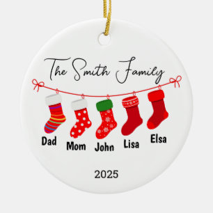 Personalisierte Familie von fünf Ornamenten, Famil Keramik Ornament