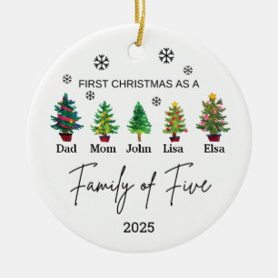 Personalisierte Familie von fünf Ornamenten, Famil Keramik Ornament