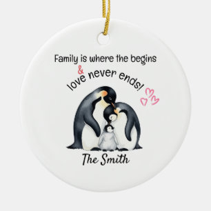 Personalisierte Familie, wo die Liebe niemals ende Keramik Ornament
