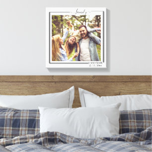 Personalisierte Familien-Foto- und Text-Typografie Leinwanddruck