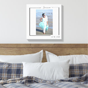 Personalisierte Familien-Foto- und Text-Typografie Leinwanddruck