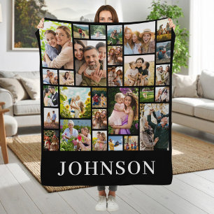 Personalisierte Familien-Fotocollage mit 28 Fotos Fleecedecke