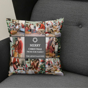 Personalisierte Familien-Weihnachts-Foto-Collage Kissen