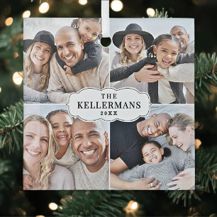 Personalisierte Familien-Weihnachts-Fotocollage mi Ornament Aus Glas