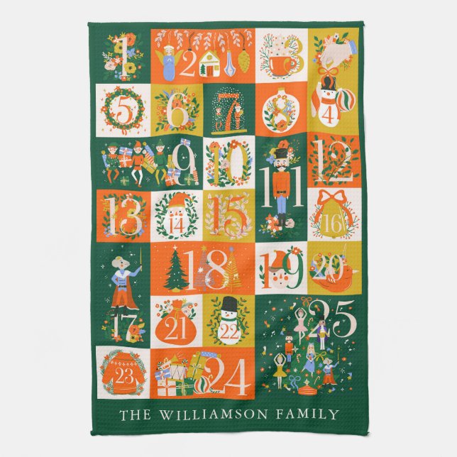 Personalisierte Familienfeier Weihnachten Geschirrtuch (Vertikal)