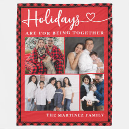 Personalisierte Familienferien mit 4-Foto-Collage Fleecedecke