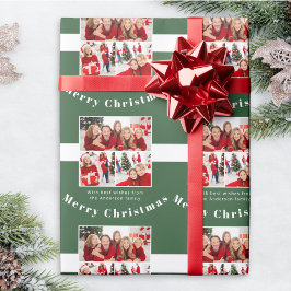 Personalisierte Familienfoto-Collage Frohe Weihnac Geschenkpapier