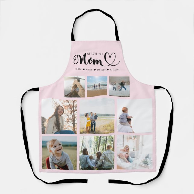 Personalisierte Familienfotocollage Wir Liebe Sie  Schürze (Vorderseite)