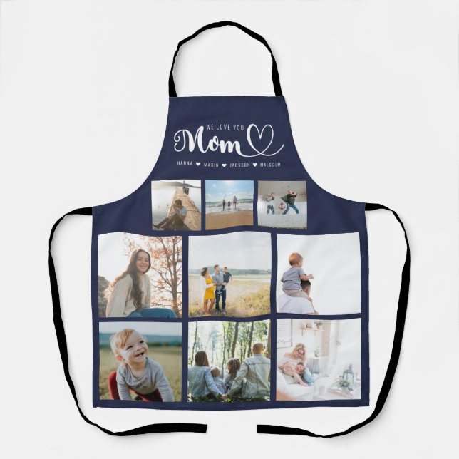 Personalisierte Familienfotocollage Wir Liebe Sie  Schürze (Vorderseite)