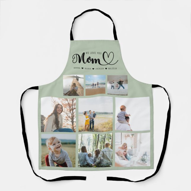 Personalisierte Familienfotocollage Wir Liebe Sie  Schürze (Vorderseite)