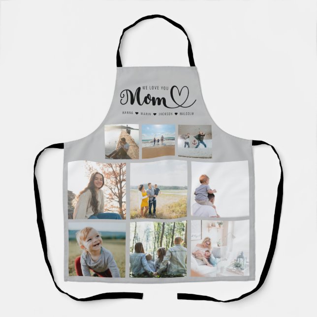 Personalisierte Familienfotocollage Wir Liebe Sie  Schürze (Vorderseite)