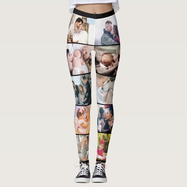 Personalisierte Familienmaßgeschneiderte FotoColla Leggings (Vorderseite)