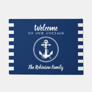 Personalisierte Familienname Anchor & Rope Hütte Fußmatte