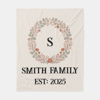 Personalisierte Familienname Blumenkranzdecke Fleecedecke