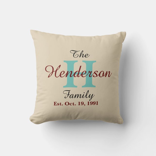 Personalisierte Familienname Kissen (Vorderseite)