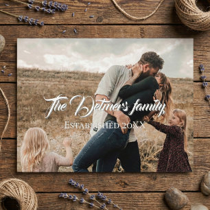 Personalisierte Familienname-Schriftfoto Postkarte