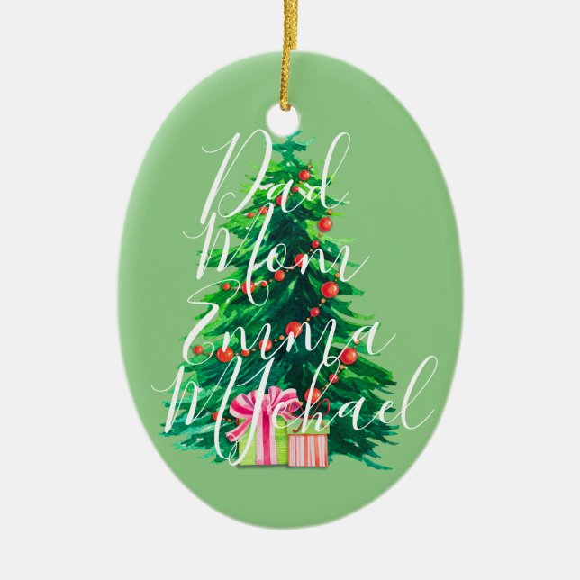 Personalisierte Familiennamen Weihnachtsbaum Ornam Keramik Ornament (Vorne)