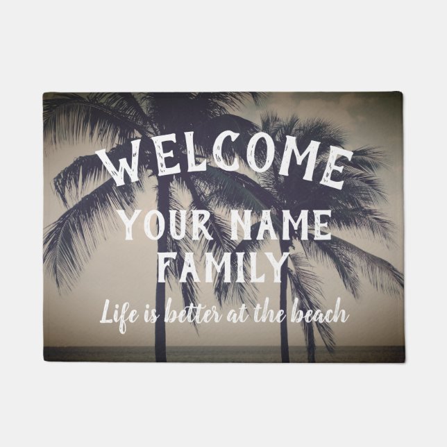 Personalisierte Familienpforte mit coolem Foto am  Fußmatte (Vorderseite)