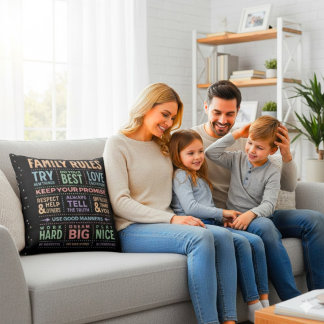 Personalisierte FAMILIENREGELN Wortkunst Editierba Kissen