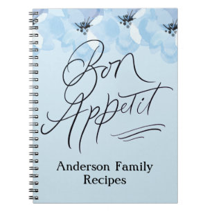 Personalisierte Familienrezepte Bon Appetit Blau F Notizblock