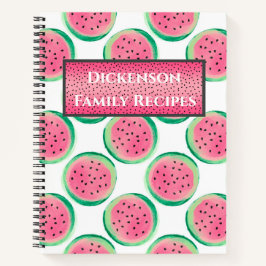 Personalisierte Familienrezepte mit Wassermelonen Notizbuch