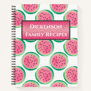 Personalisierte Familienrezepte mit Wassermelonen Notizbuch