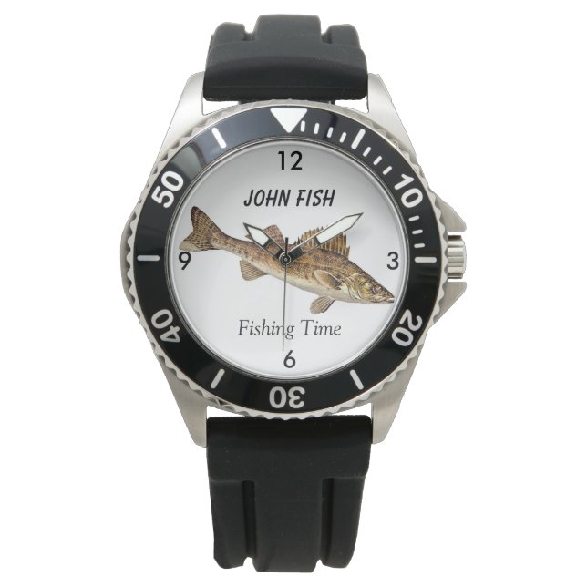 Personalisierte "Fangzeit" mit Walleye Pike Armbanduhr (Vorderseite)