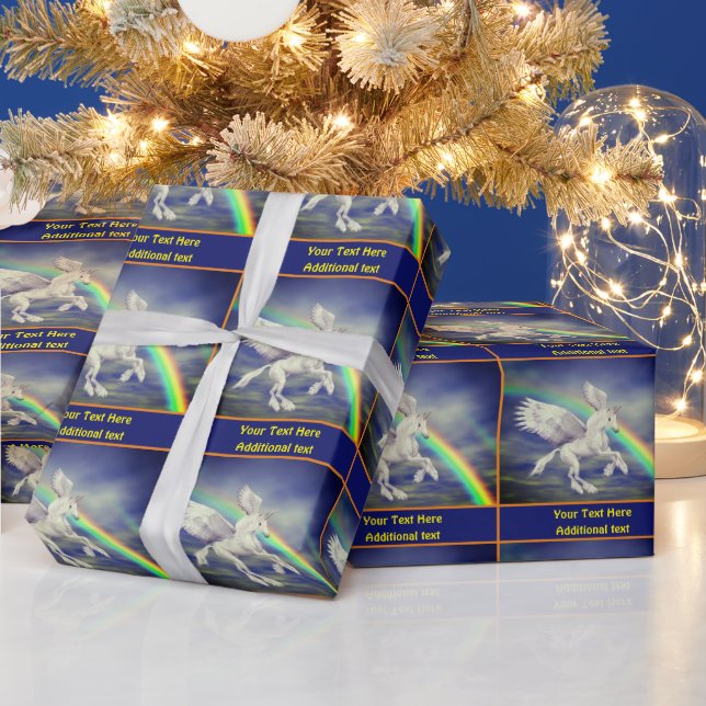Personalisierte Fantasie der fliegenden Einhorn-Pf Geschenkpapier (Feiertage)