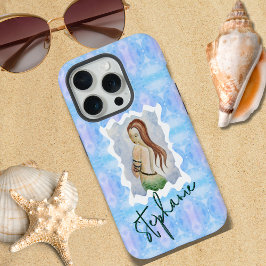 Personalisierte Fantasie Mermaid Watercolor Boho A iPhone 15 Pro Hülle