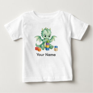 Personalisierte Fantasy-Baby-Drachen-Balance-Blöck Baby T-shirt